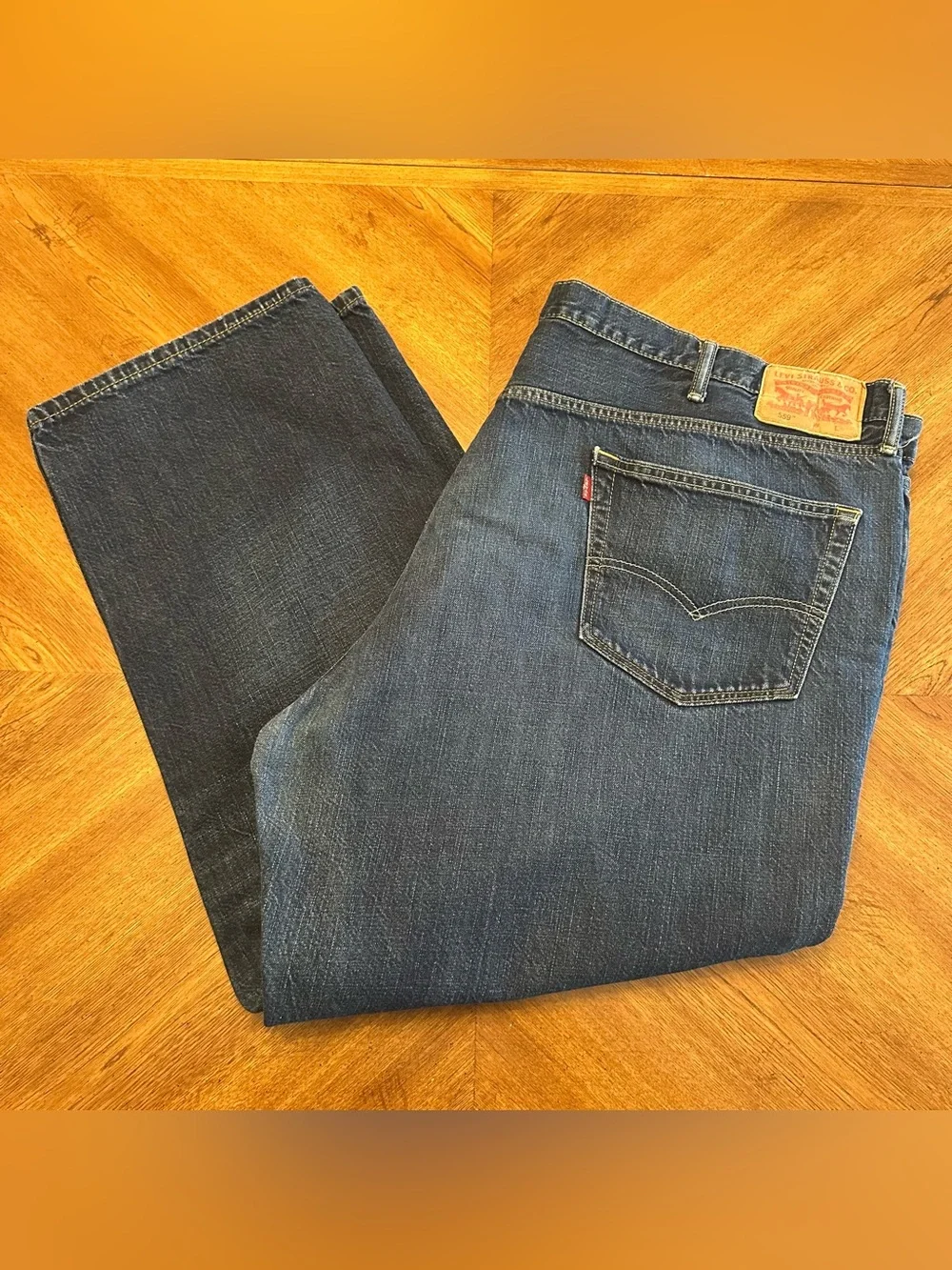 Levi's 559 Relaxed Straight Blue Dark Wash Denim Jeans Big and Tall 50x30 Casual